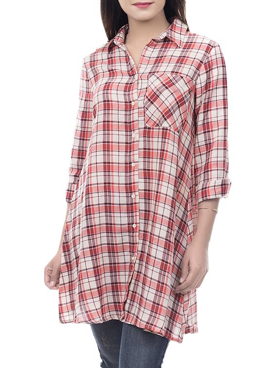 amadore multi colored cotton check shirt tunic - 14650490 - Zoom Image - 0