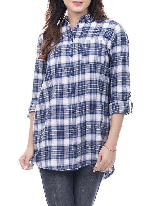 amadore blue high low tunic shirt - 14650495 - Standard Image - 0