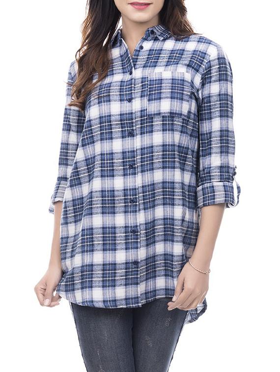 amadore blue high low tunic shirt - 14650495 - Zoom Image - 0