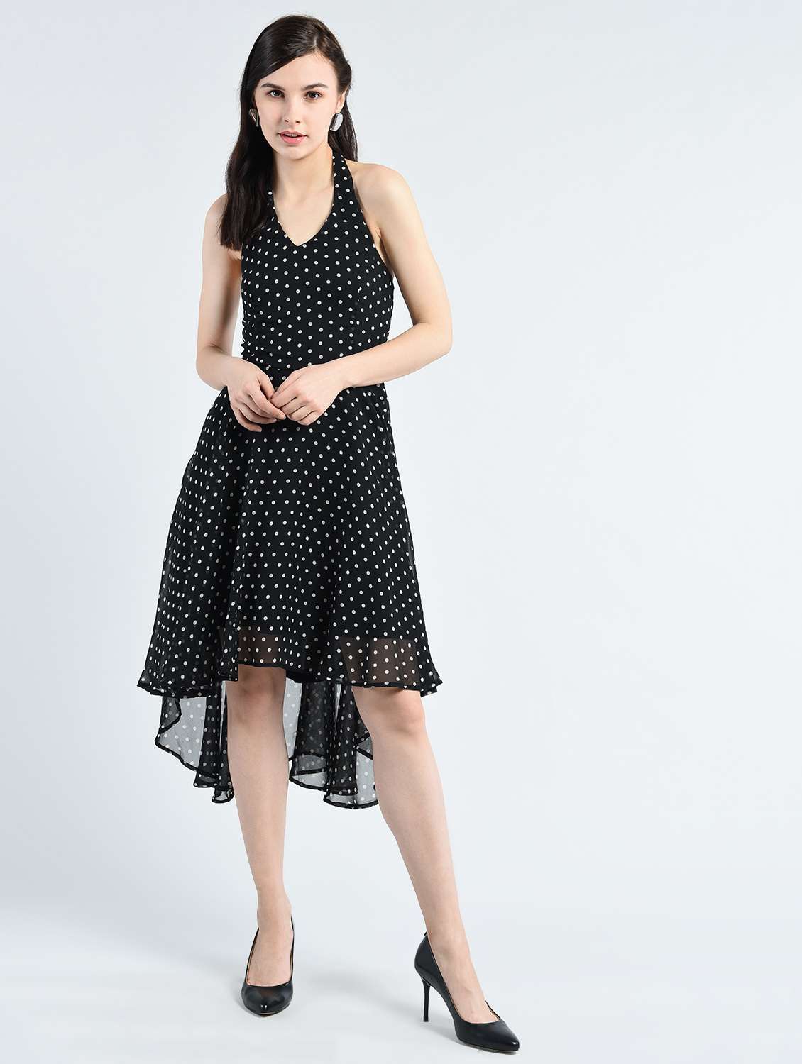 black georgette asymmetric dress