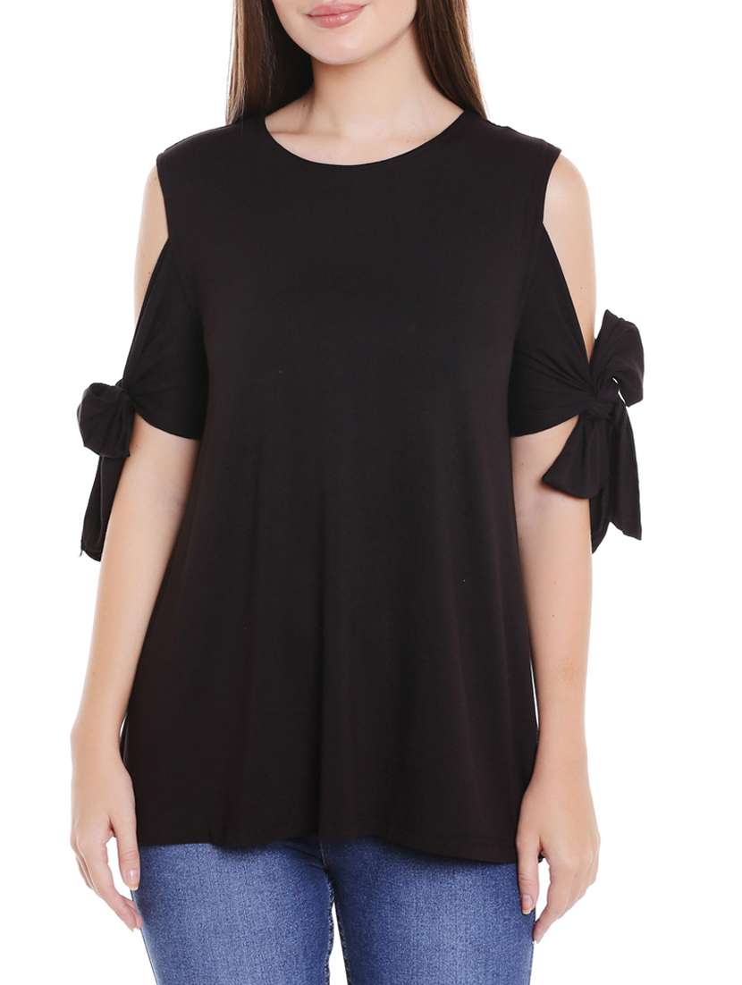 black solid a-line tunic