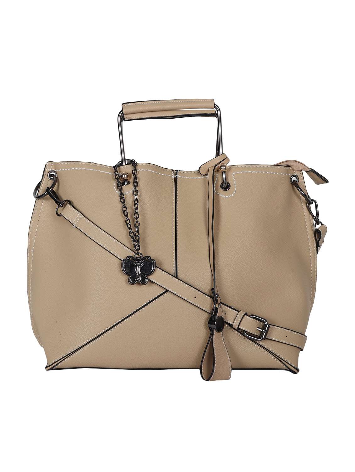 beige leatherette  regular handbag