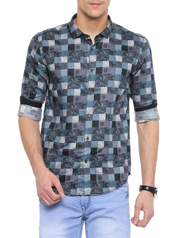 blue cotton casual shirt