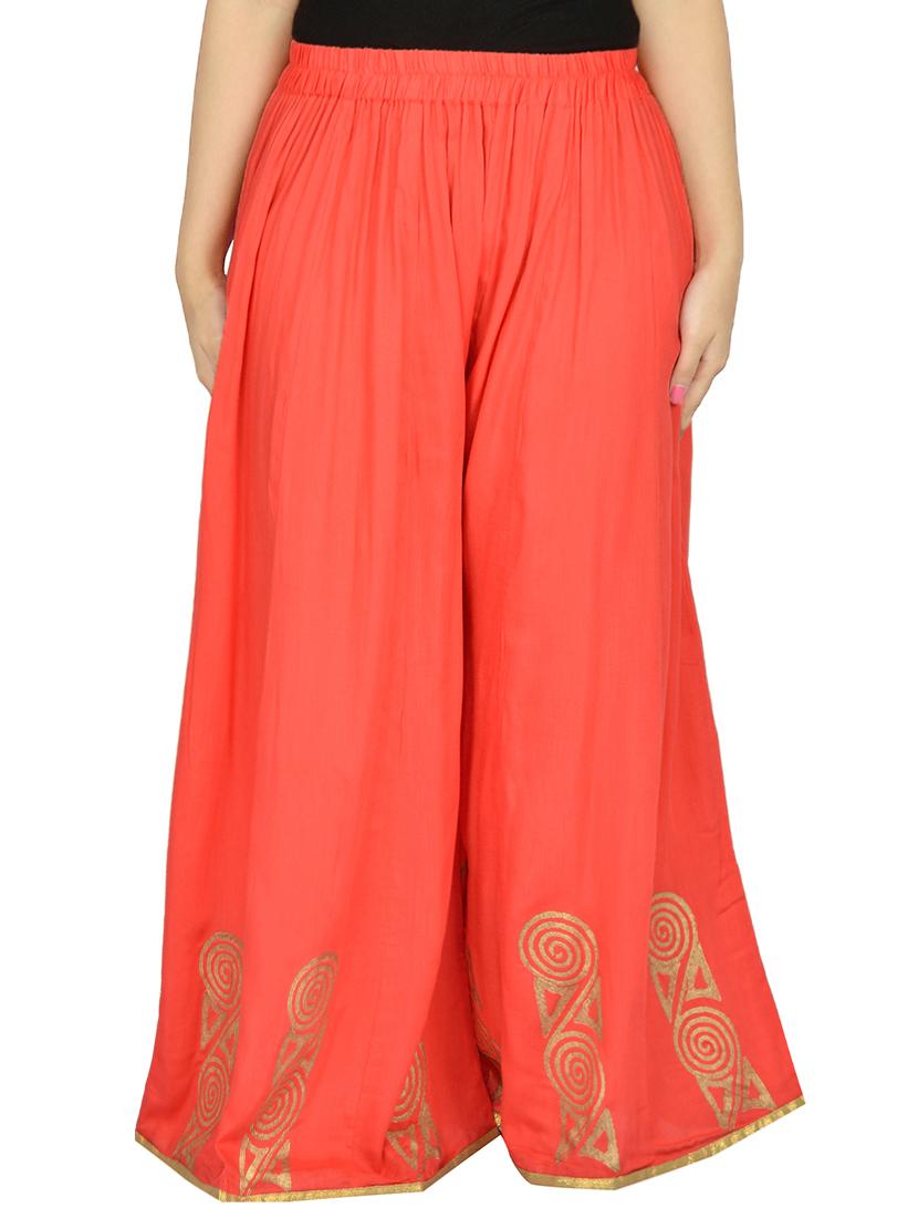 peach printed flared palazzo