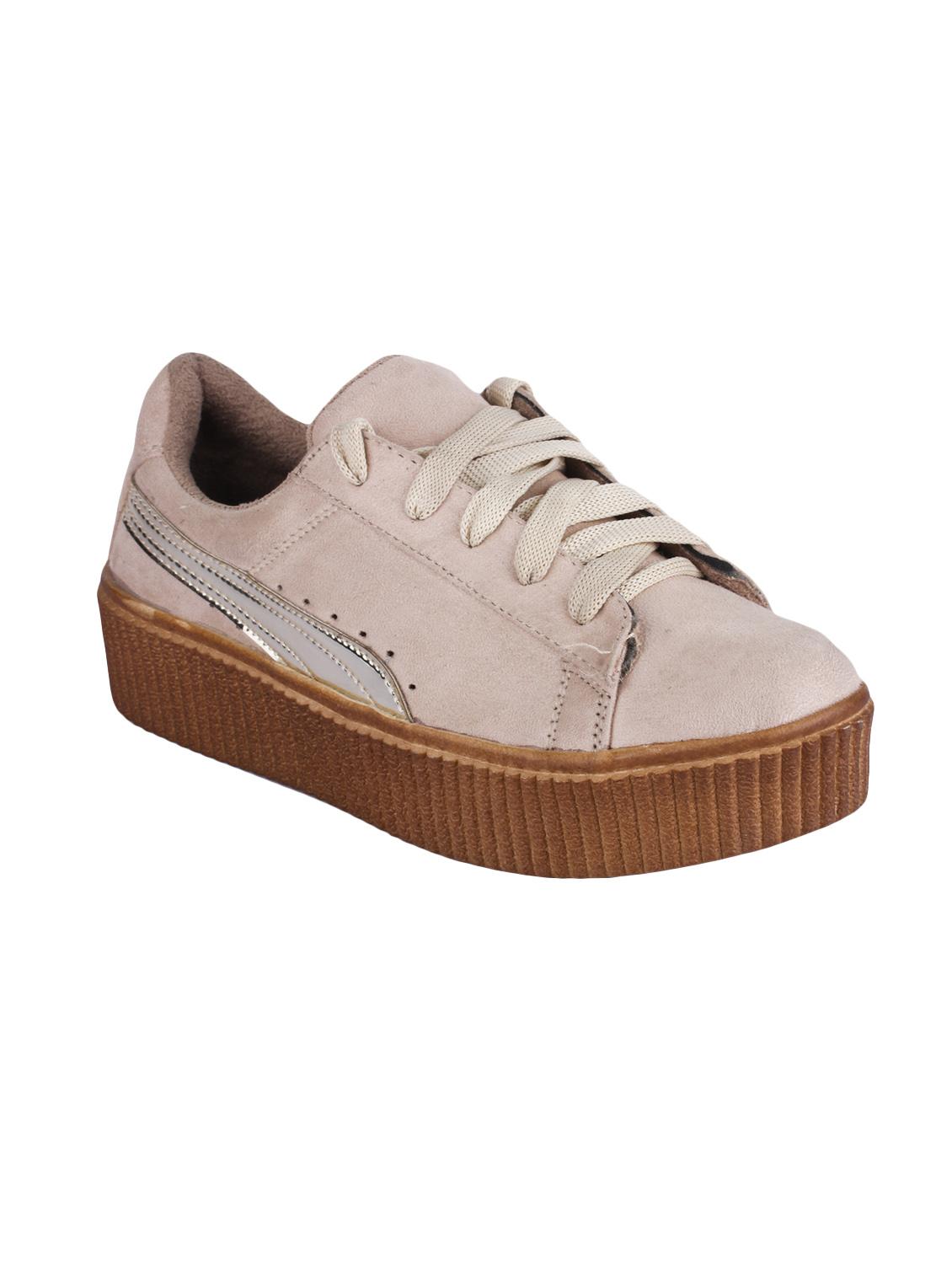 beige suede laceup sneakers - 14659796 - Zoom Image - 0