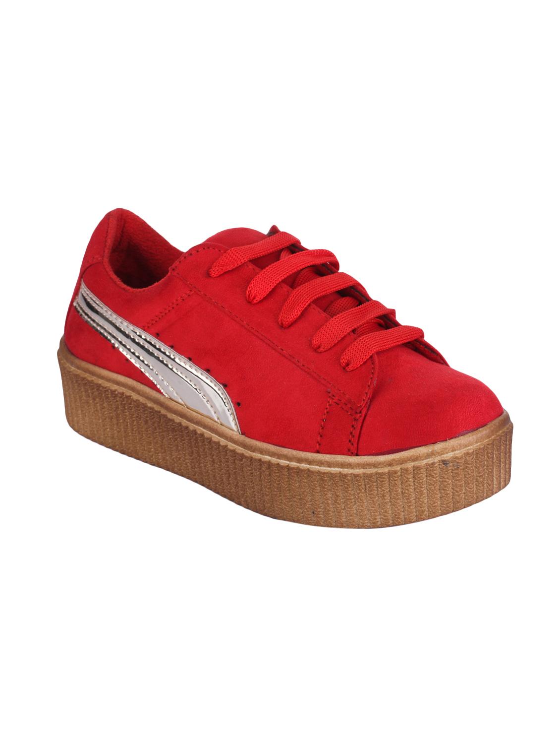 red suede laceup sneakers - 14659798 - Zoom Image - 0