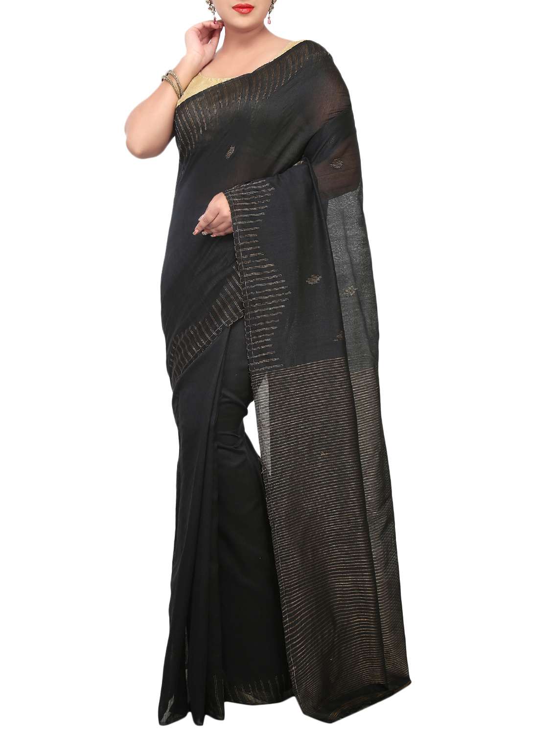 ghicha border handloom saree with blouse