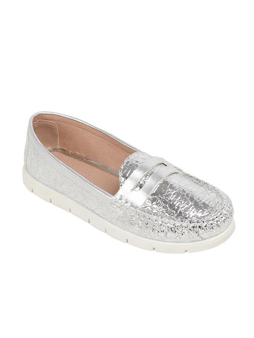 silver pu slip on loafers - 14664366 -  Standard Image - 0