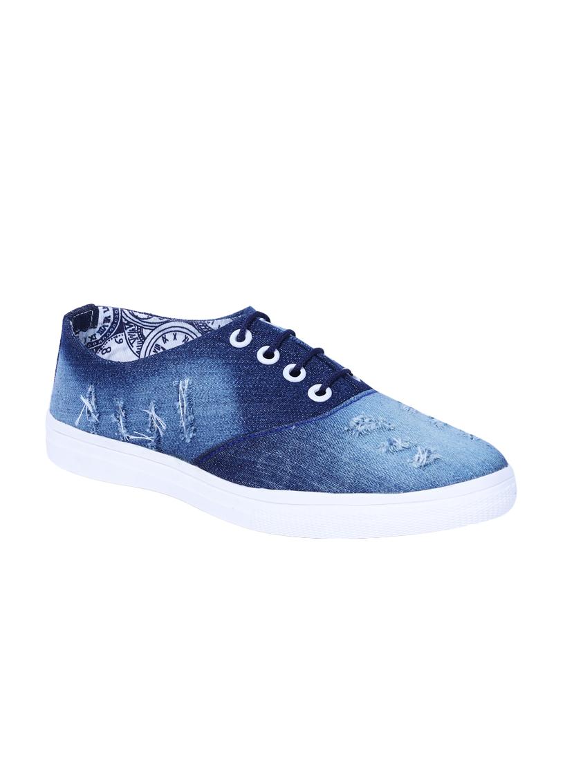 blue denim laceup sneakers