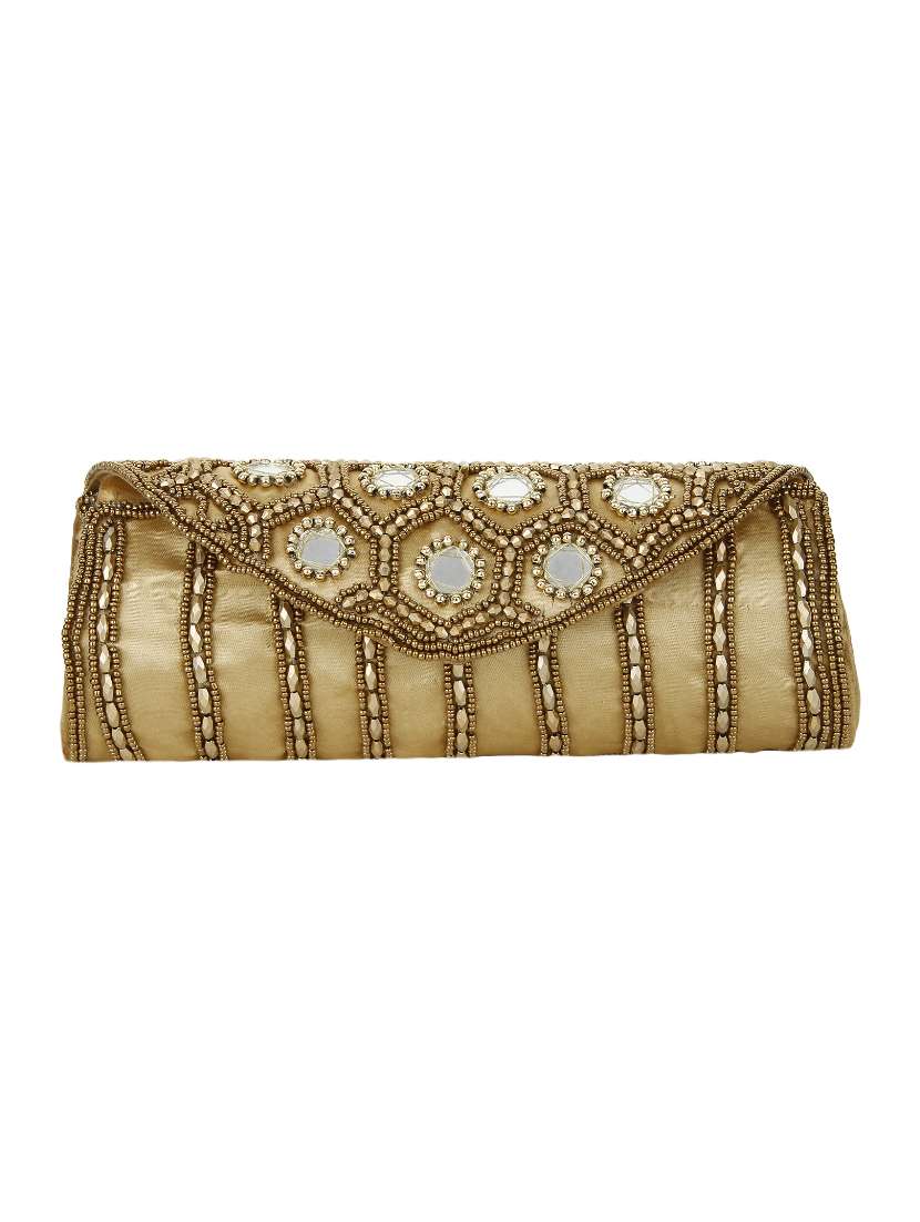 gold satin fold over clutch