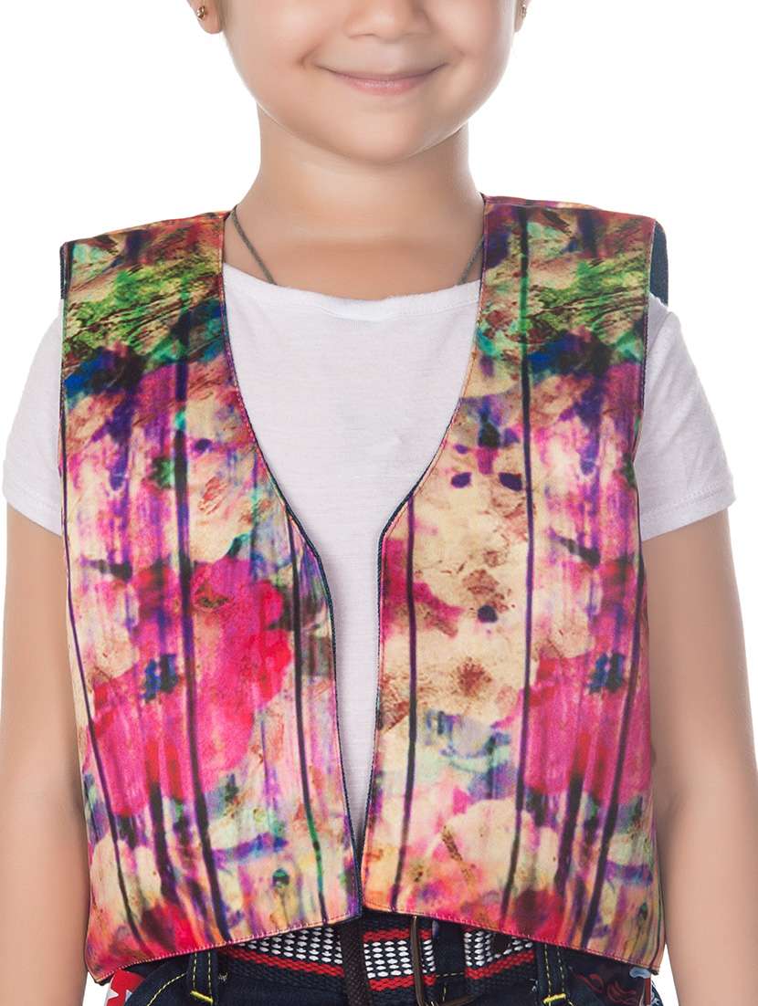 multi colored cotton blend waistcoat