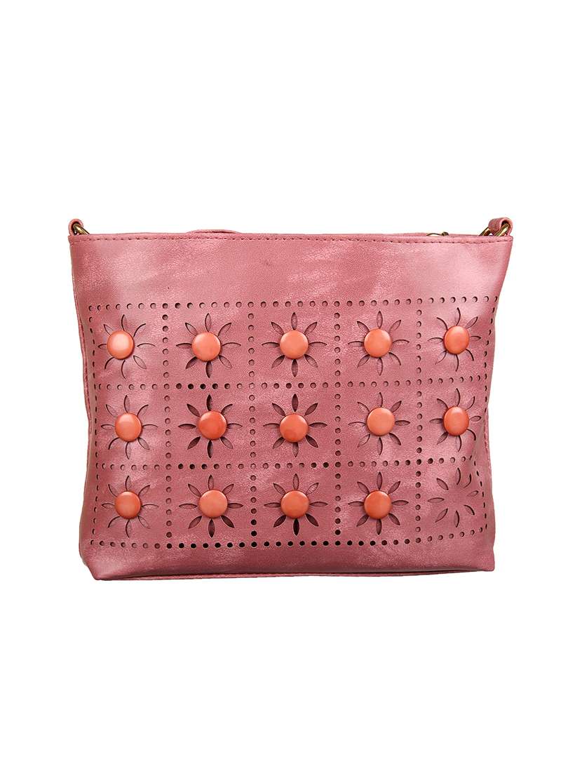 pink leatherette  regular sling bag
