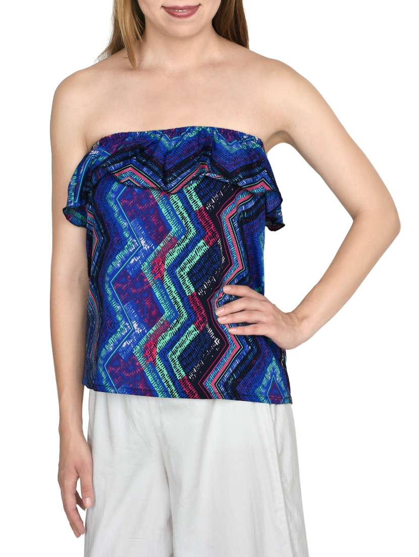 blue crepe tube top