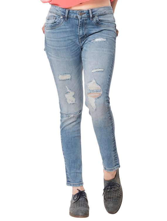 distressed skinny fit jeans