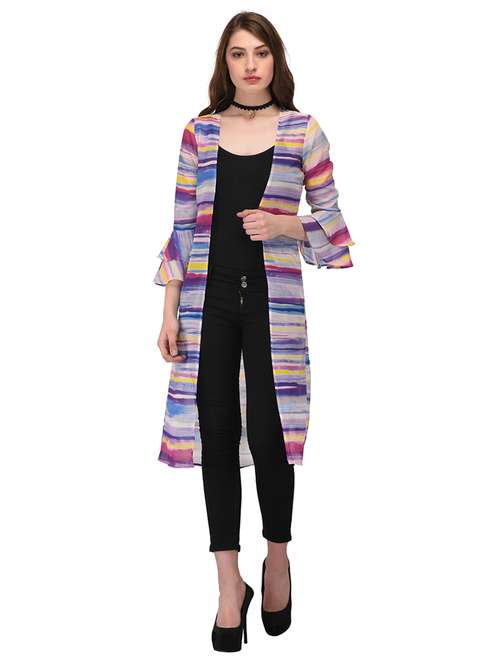 purple striped printed shrug - 14677885 -  Standard Image - 0