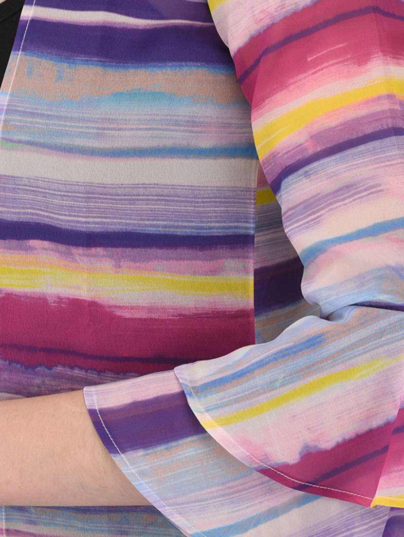 purple striped printed shrug - 14677885 -  Standard Image - 3