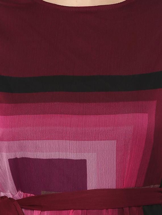 maroon & pink belted dress - 14679317 - Standard Image - 3