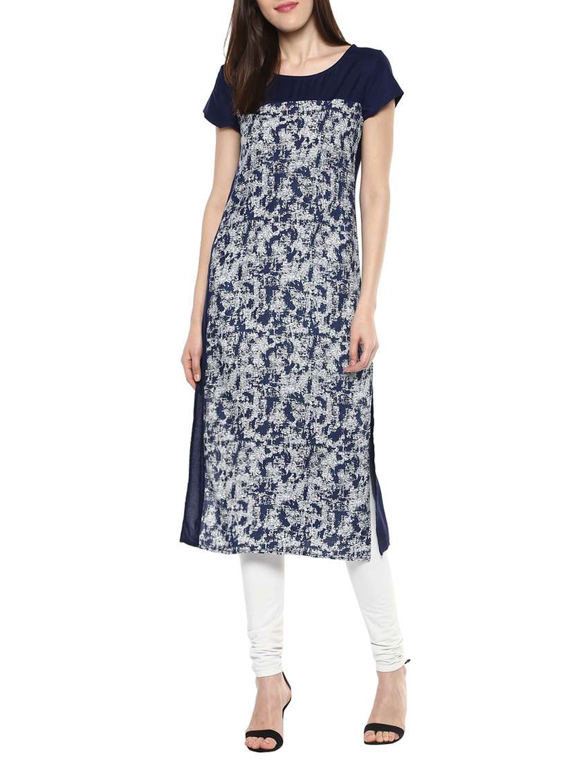 blue cotton straight kurta