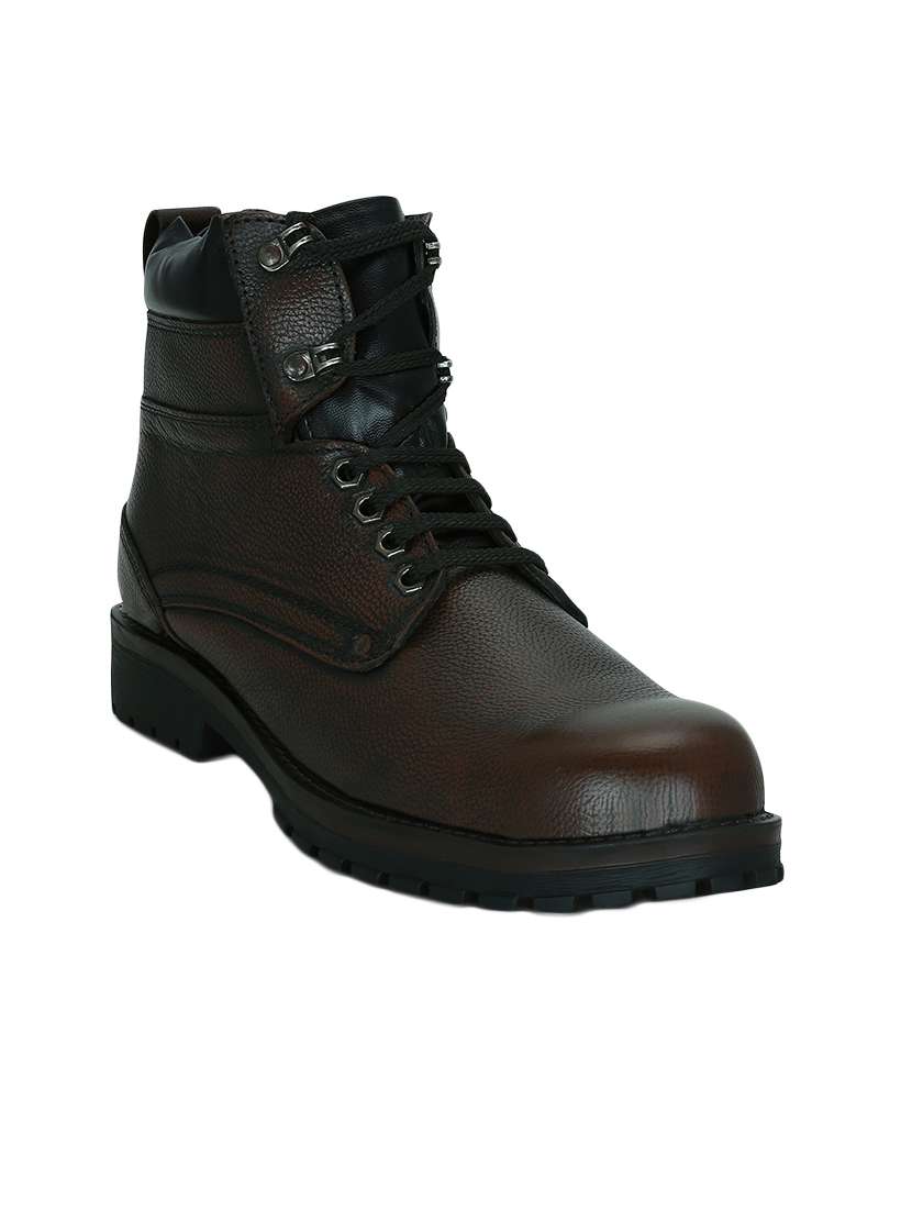 brown leather high ankle boot