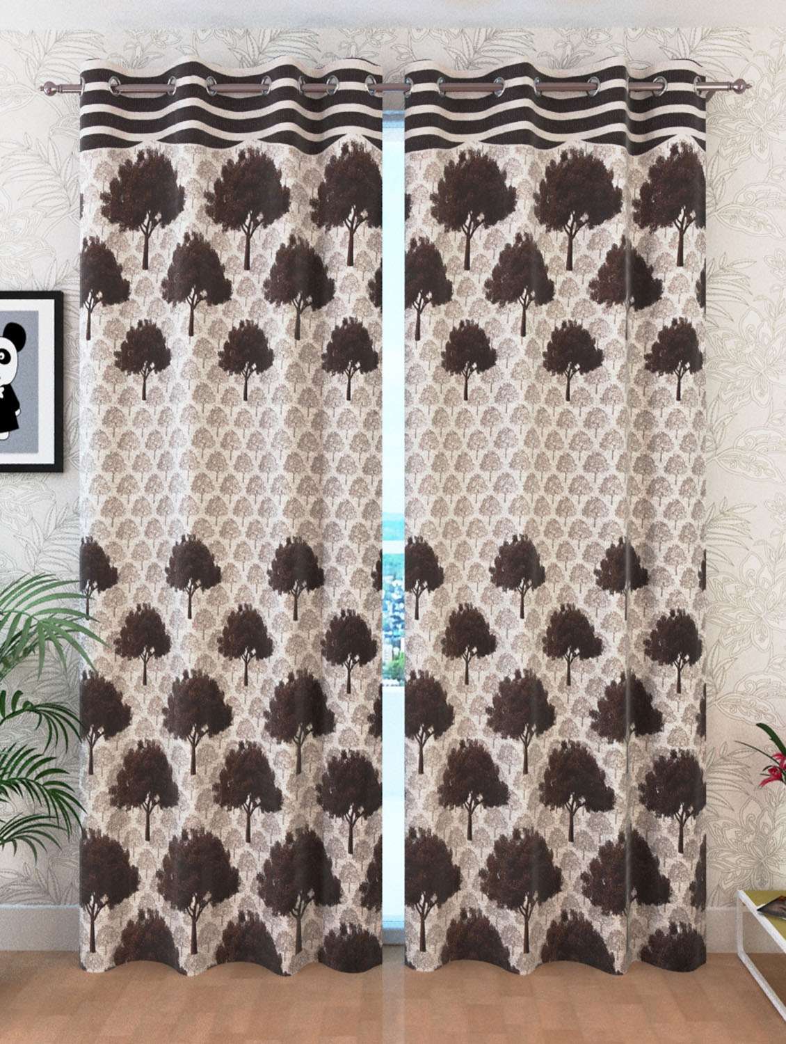 set of 2 polyester panel window curtain - 5 ft - 14684086 - Zoom Image - 0