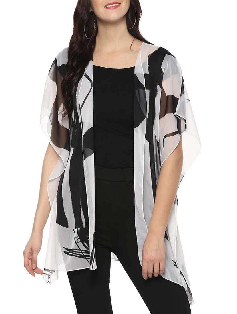 black printed georgette shrug