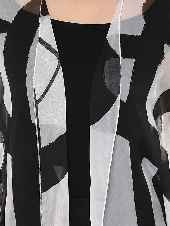 black printed georgette shrug - 14685843 -  Standard Image - 3