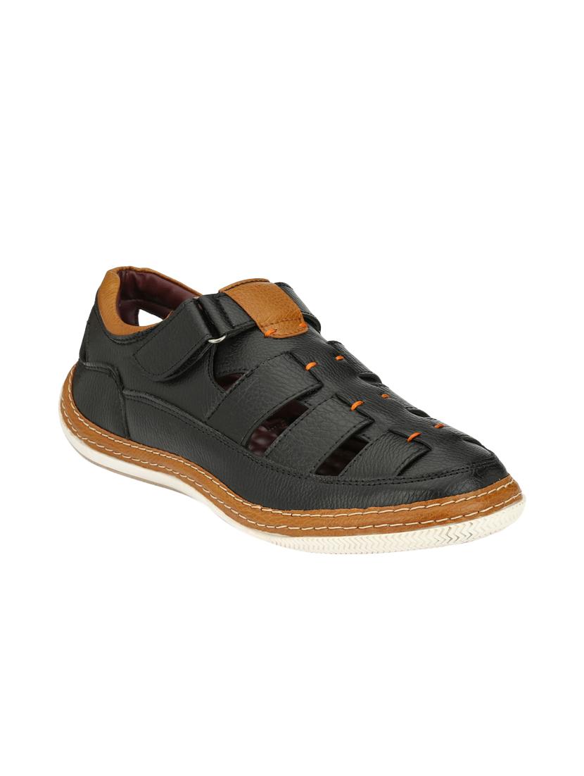 black leatherette slip on sandal - 14704197 - Zoom Image - 0