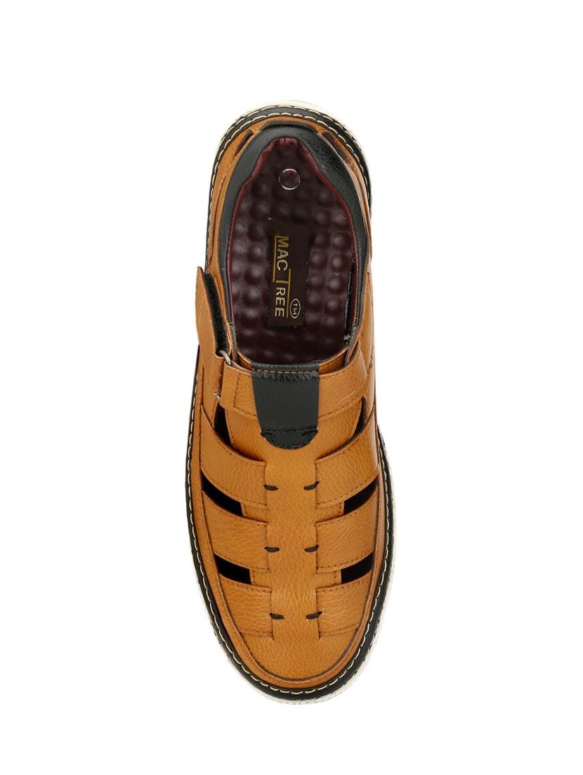 tan leatherette slip on sandal - 14704200 - Standard Image - 3