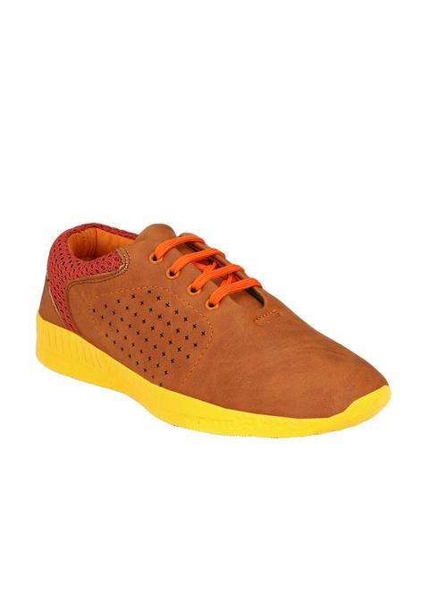 tan leatherette lace up shoe - 14704201 - Standard Image - 0