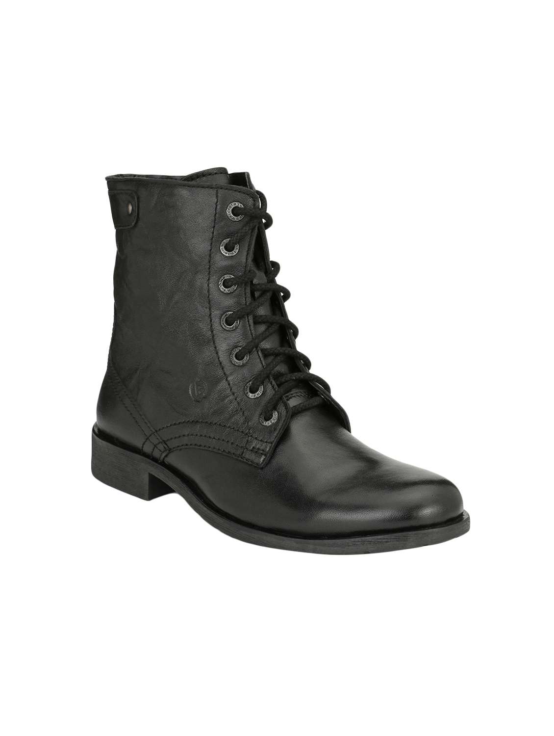 black leather high ankle boot