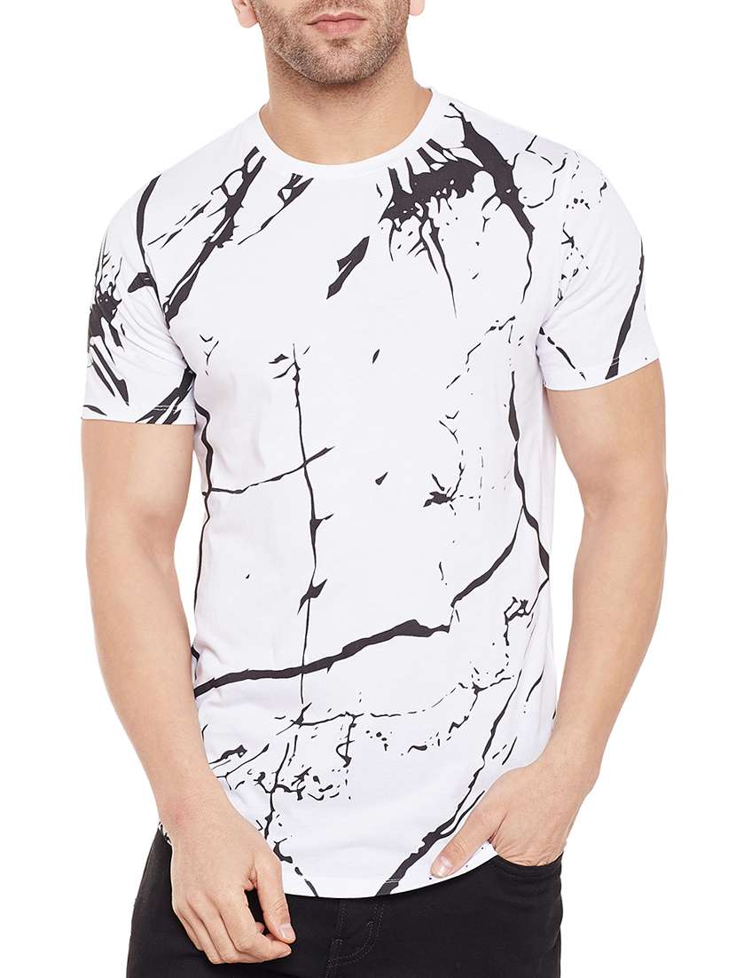 white cotton all over print tshirt