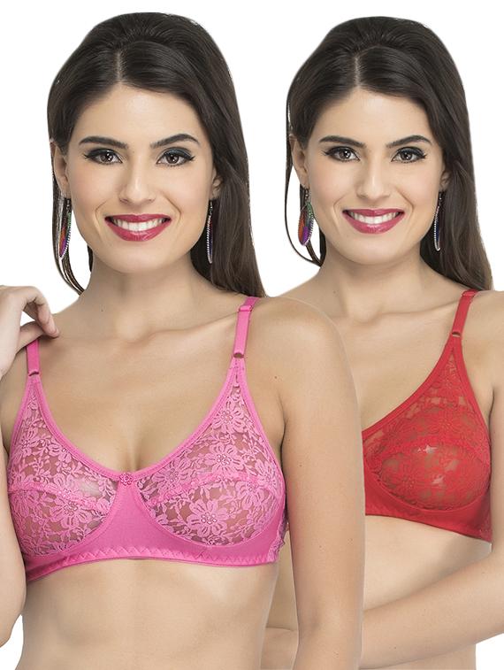 set of 2 floral lace minimizer bra - 14716916 -  Zoom Image - 0