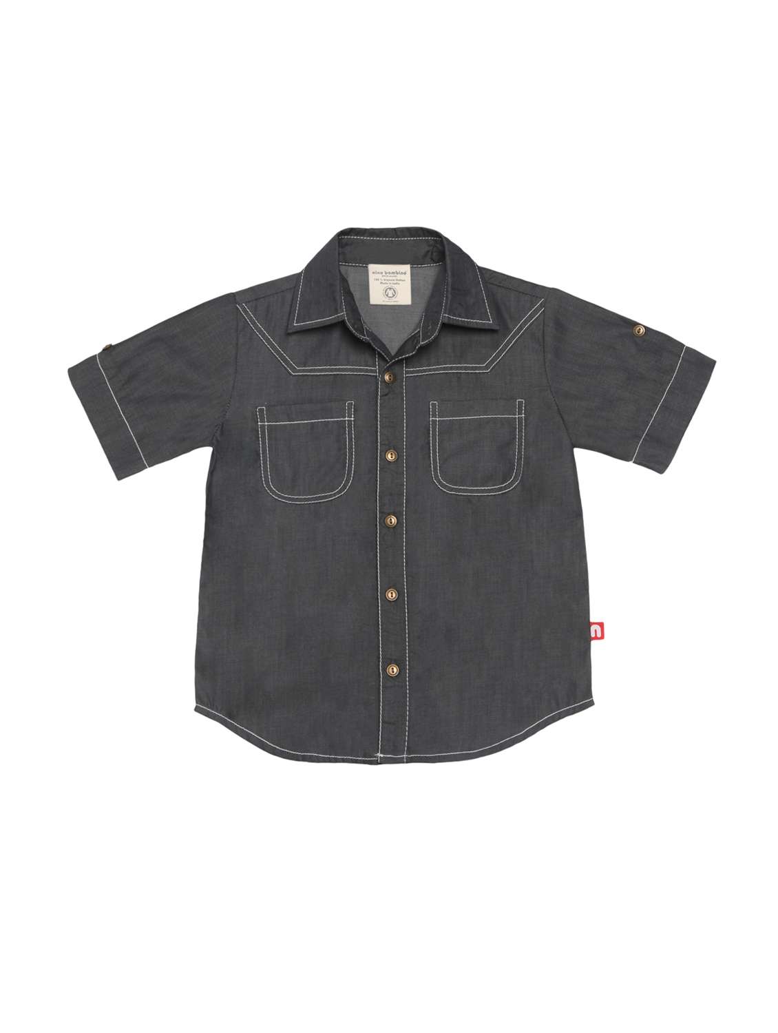 pocket detail curved hem shirt