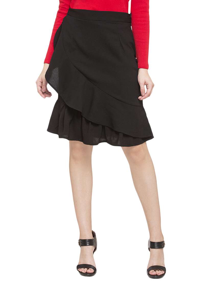 black ruffled skirt
