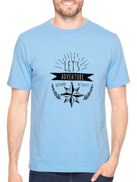 blue cotton chest print tshirt