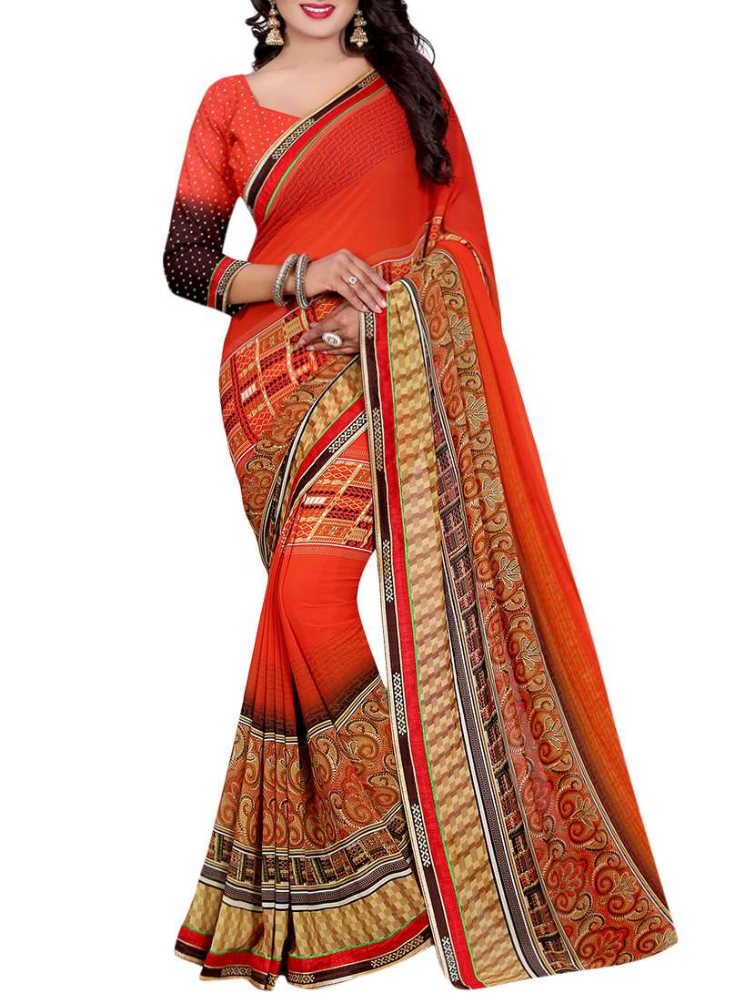 multicolored printed saree with blouse