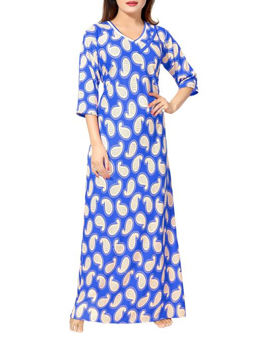 blue satin nightwear gown - 14721581 -  Standard Image - 0