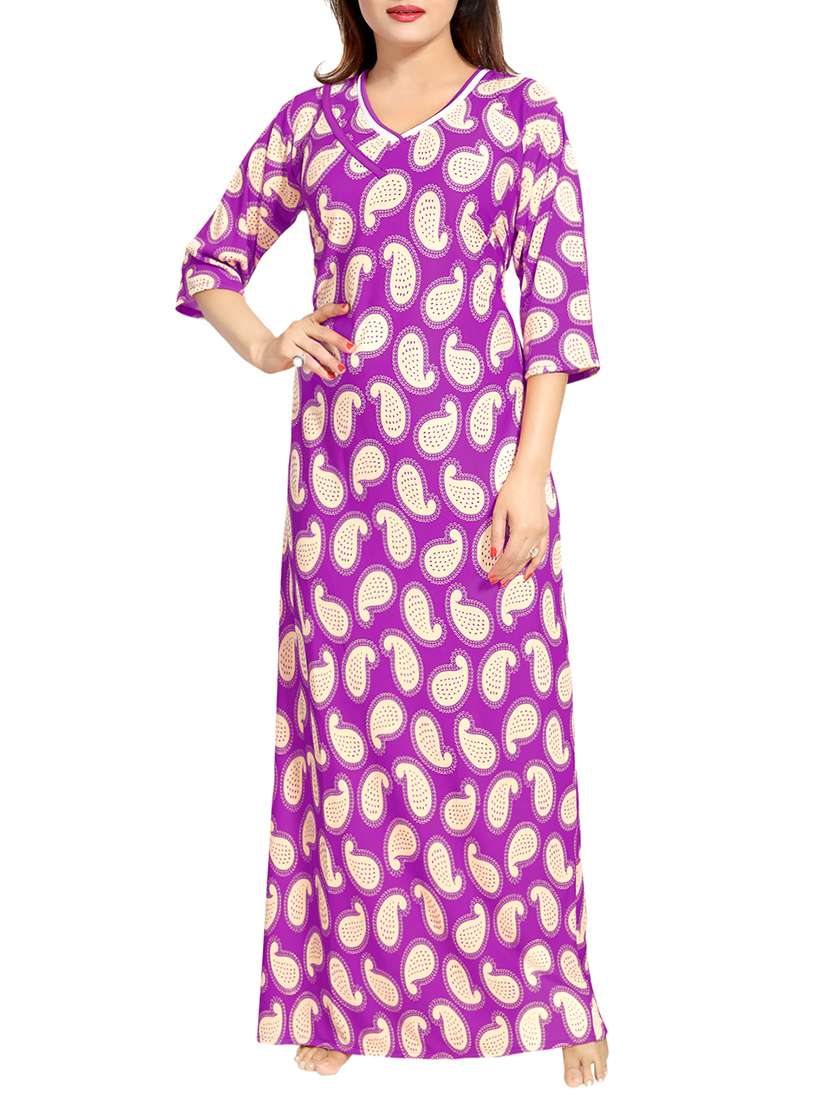 purple satin nightwear gown - 14721582 - Zoom Image - 0