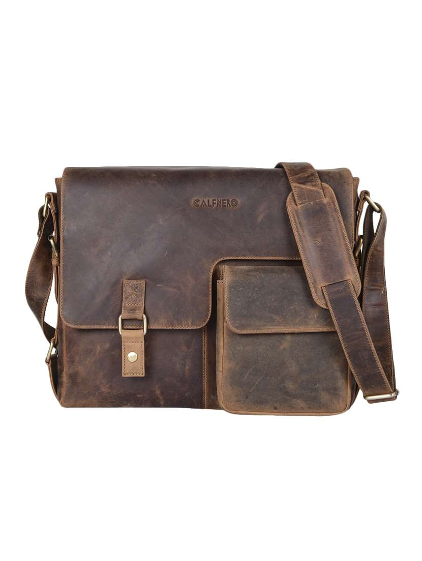 brown leather regular messengerbag