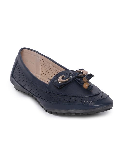 navy faux leather slip on ballerina - 14732033 -  Standard Image - 0