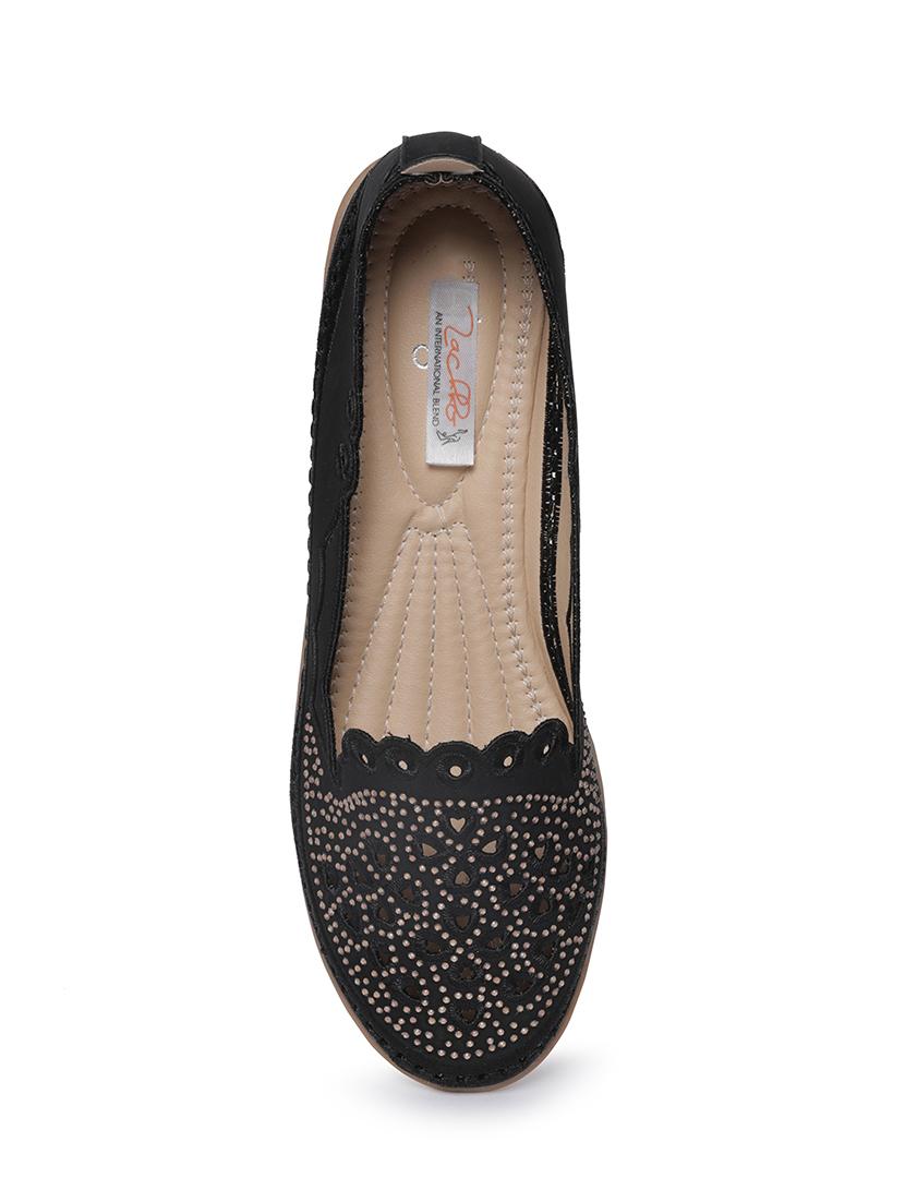 black faux leather slip on ballerina - 14732034 - Standard Image - 3