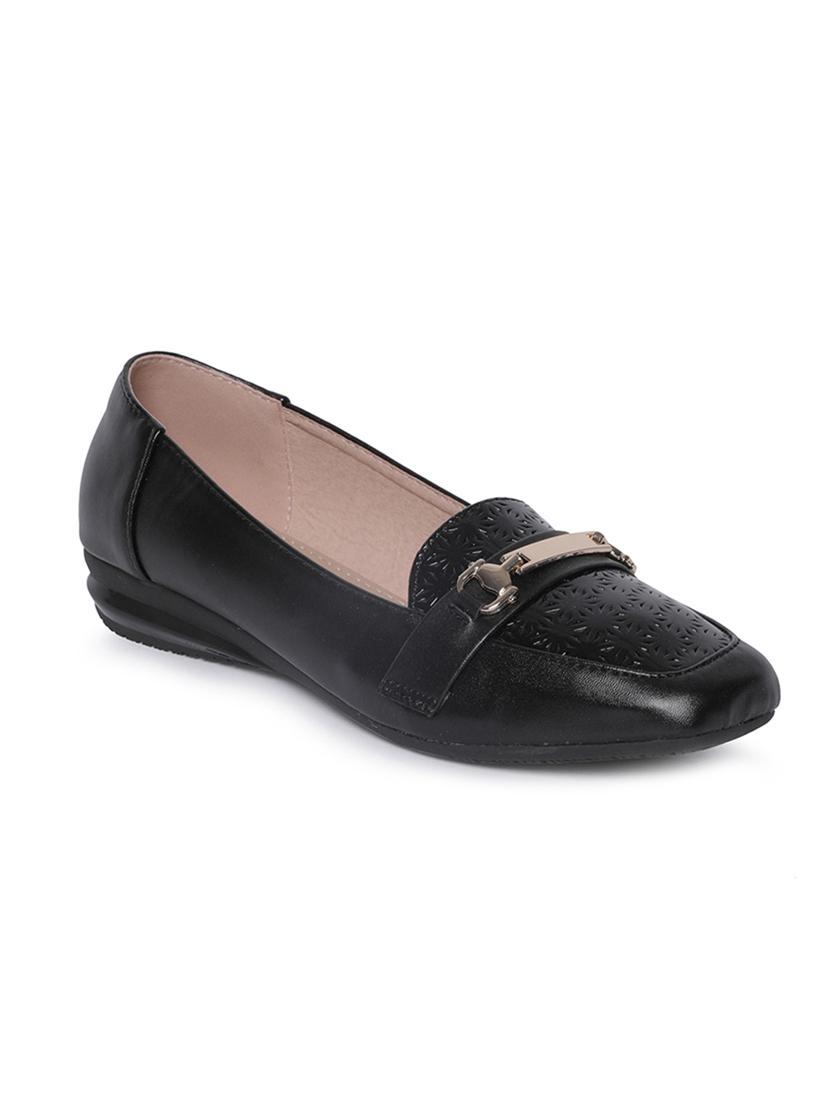 black faux leather slip on loafers - 14732092 -  Zoom Image - 0