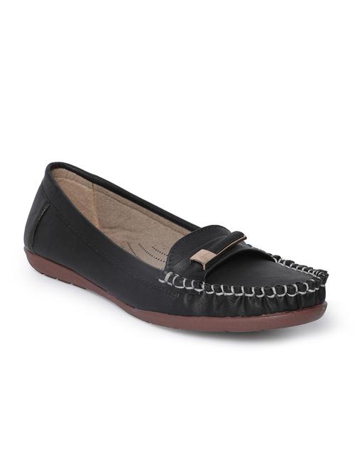 black faux leather slip on loafers - 14732094 - Standard Image - 0