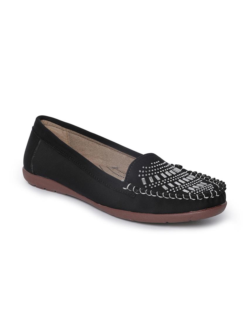 black faux leather slip on loafers - 14732096 - Zoom Image - 0