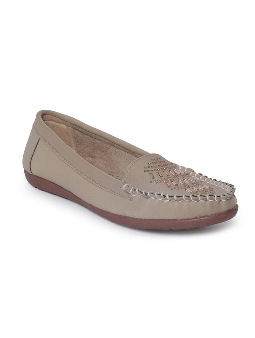 beige faux leather slip on loafers - 14732097 -  Zoom Image - 0