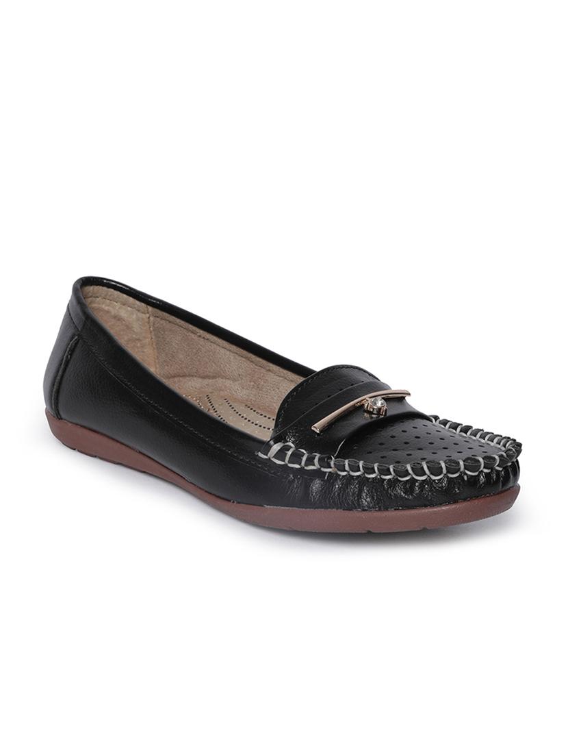 black faux leather slip on loafers - 14732098 - Zoom Image - 0