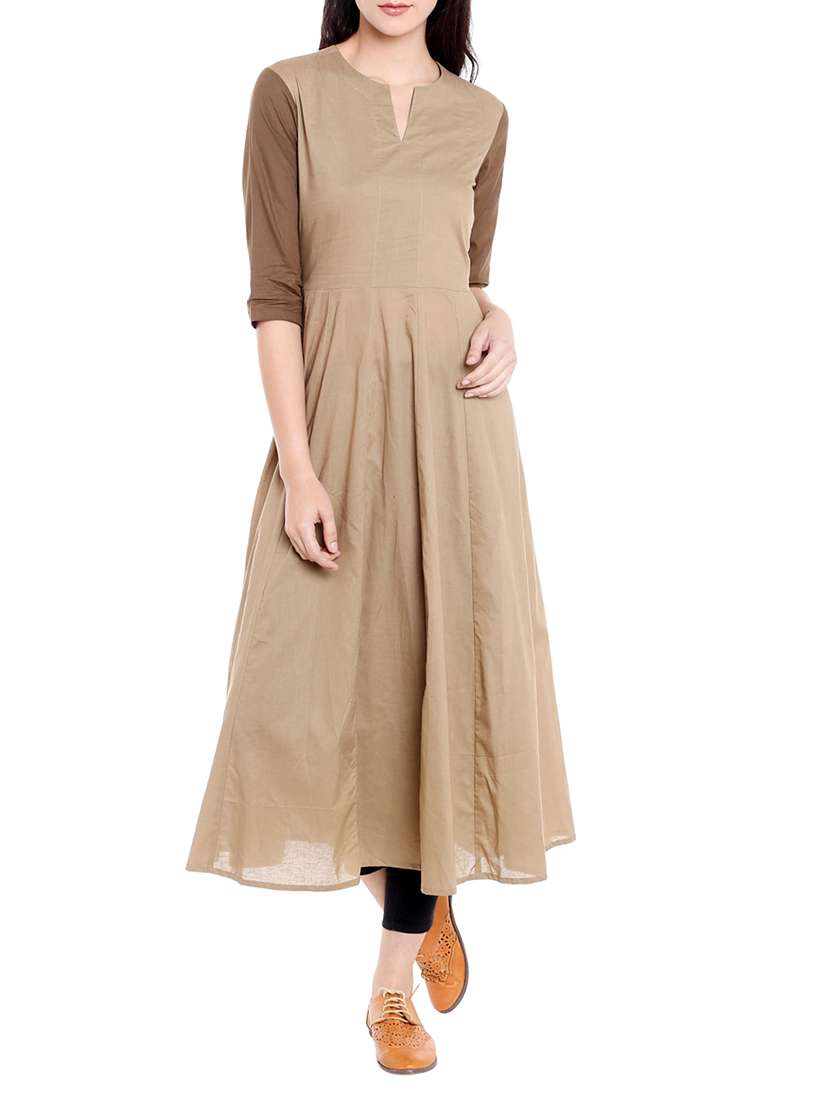 brown cotton anarkali kurta