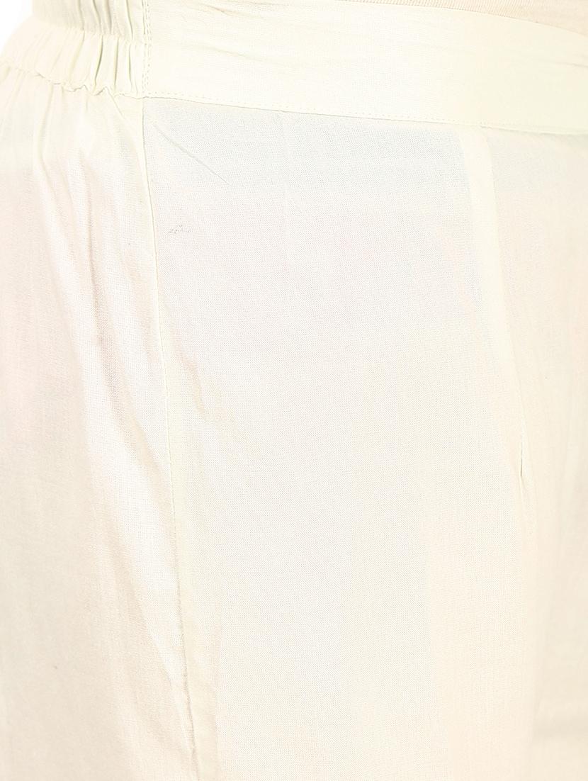 white rayon flat front trouser - 14734091 - Standard Image - 3