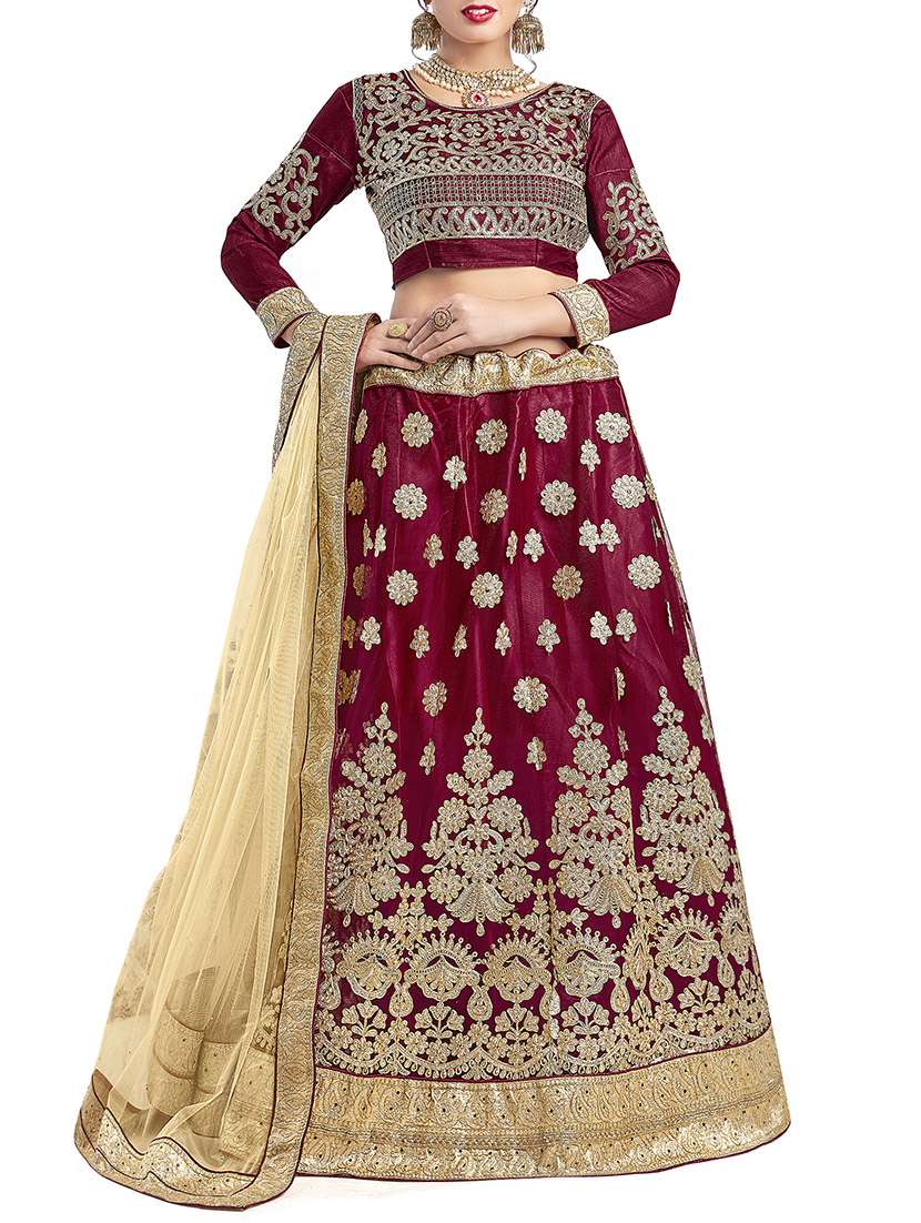 red net flared lehenga