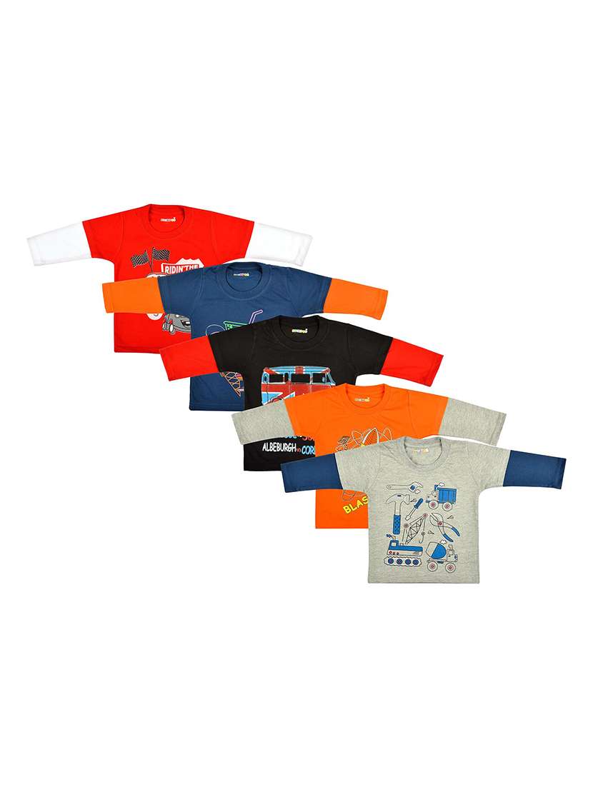 set of 5 multi colored cotton t-shirt